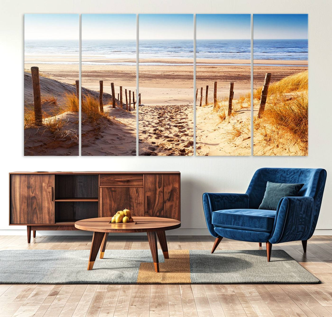 Serene Beach Path Canvas Art, Giclee Canvas Print with Gallery Wrap, Coastal Sand Dunes Wall Art Featuring Canon Print Quality