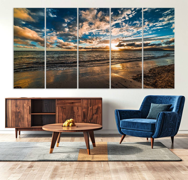 Beach Wall Art - Ocean Sunset Canvas.