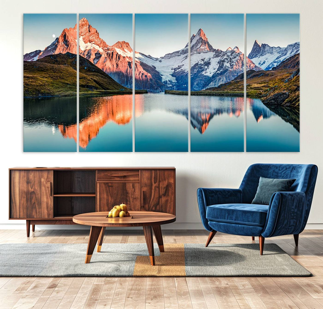 Landscape Mountain and Lake View Wall Art Canvas Print.