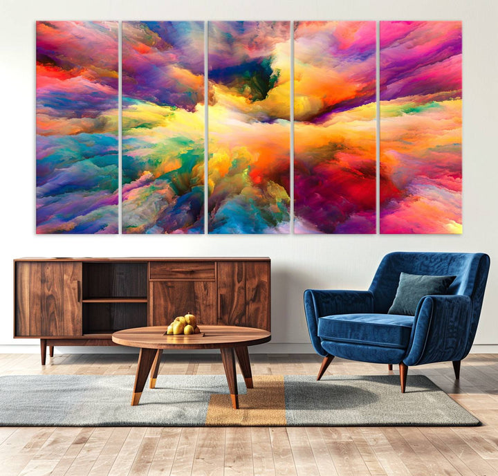 Blazing Vibrant Colors Cloud-like Wall Art Canvas Print adds flair to the space.