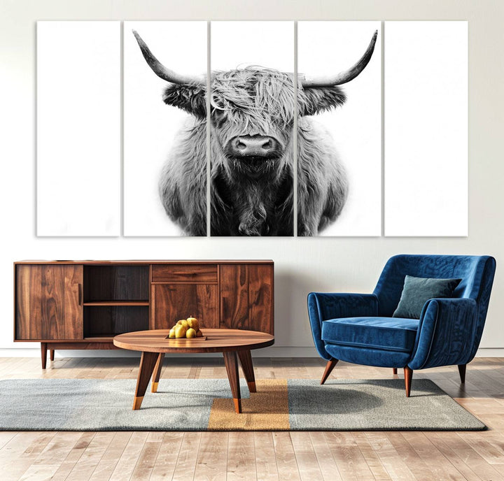 Highland Cow Canvas hanging prominently.