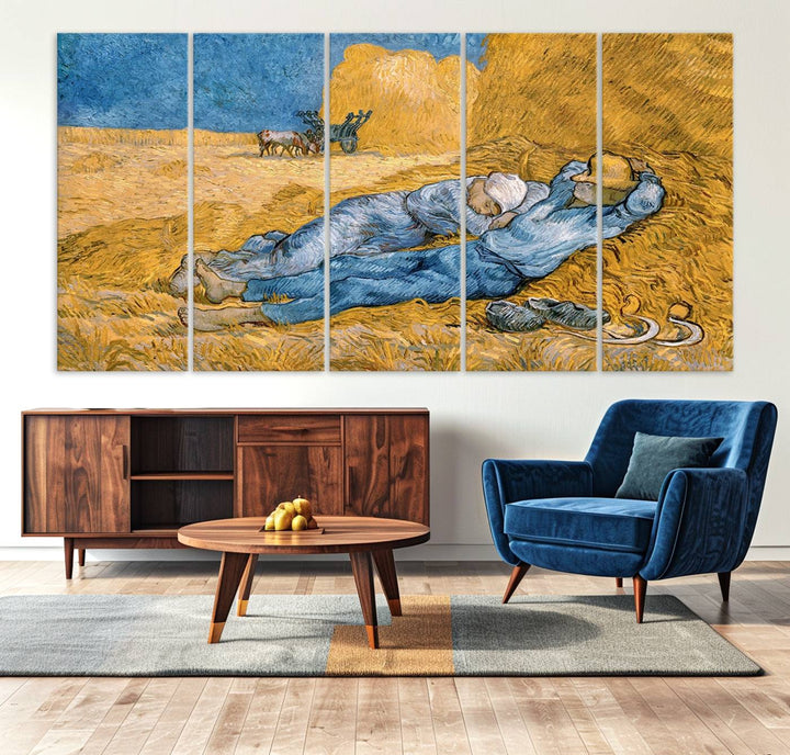 A Vincent Van Gogh Nature canvas print depicting resting farmers.