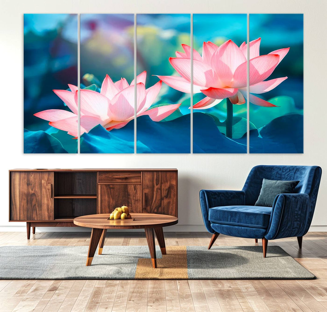 Pink Lotus Flower Canvas wall art.