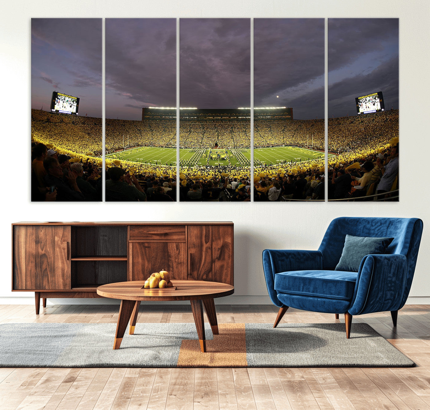 MGV-CV-60X31-5P - Michigan Wolverines Football Team Print - Michigan Stadium Wall Art Canvas Print