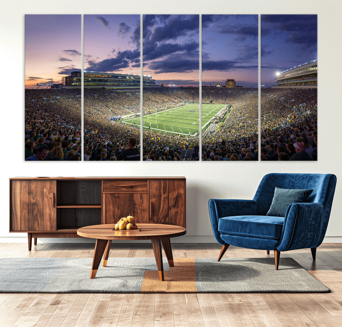 MGV-CV-60X31-5P - Notre Dame Fighting Irish Football Team Print - Notre Dame Stadium Wall Art Canvas Print