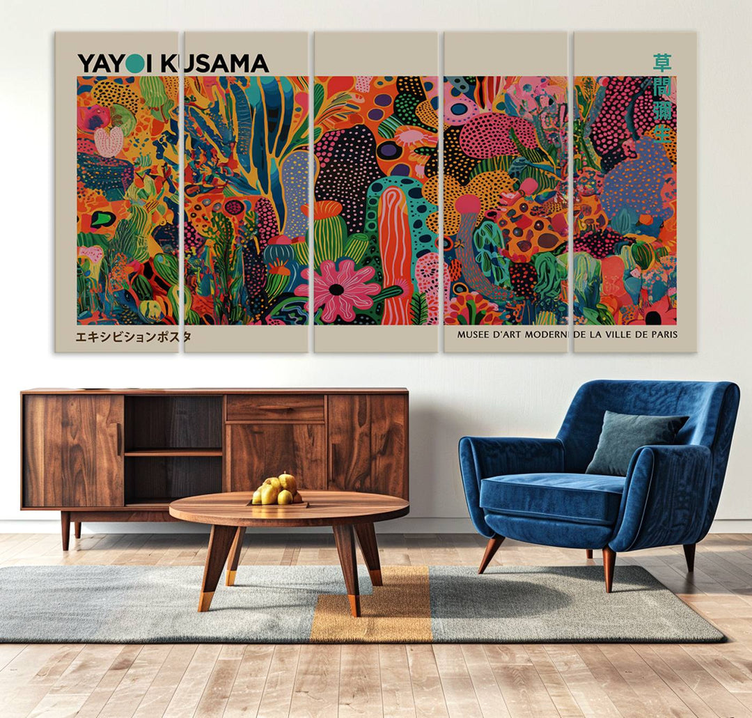 Framed Yayoi Kusama 1986 Wall Art Print adds contemporary style.