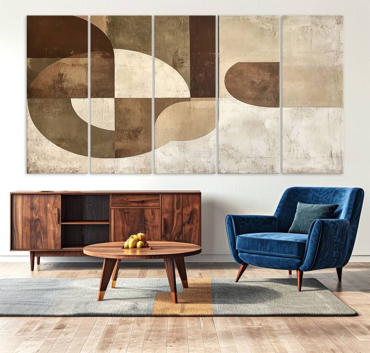 Wabi Sabi Geometric Wall Art is an abstract modern minimalist canvas featuring neutral tones.