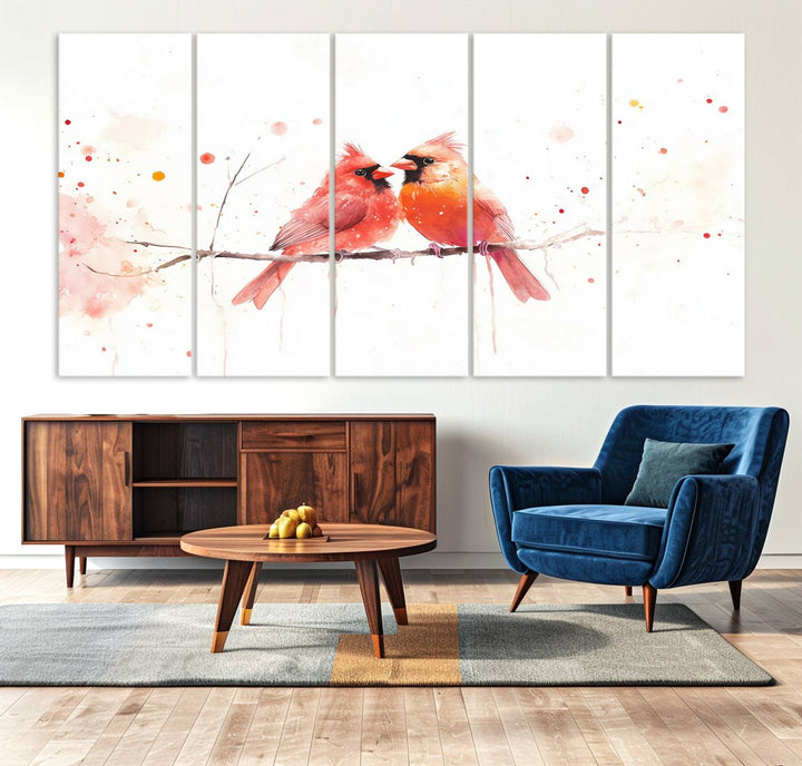 The Cardinal Bird Canvas Wall Art adds vibrant wildlife art to the wall.