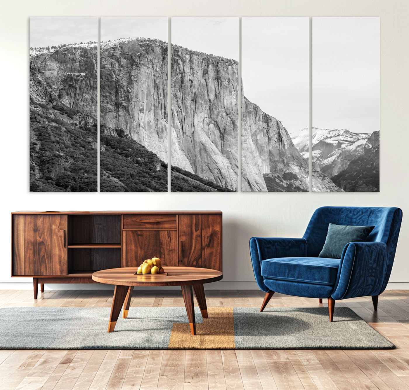 39393420-MGV-CV-36X24-El Capitan Wall Art Canvas Print – Framed Yosemite Cliff Monochrome Mountain Landscape Nature Artwork for Home Office