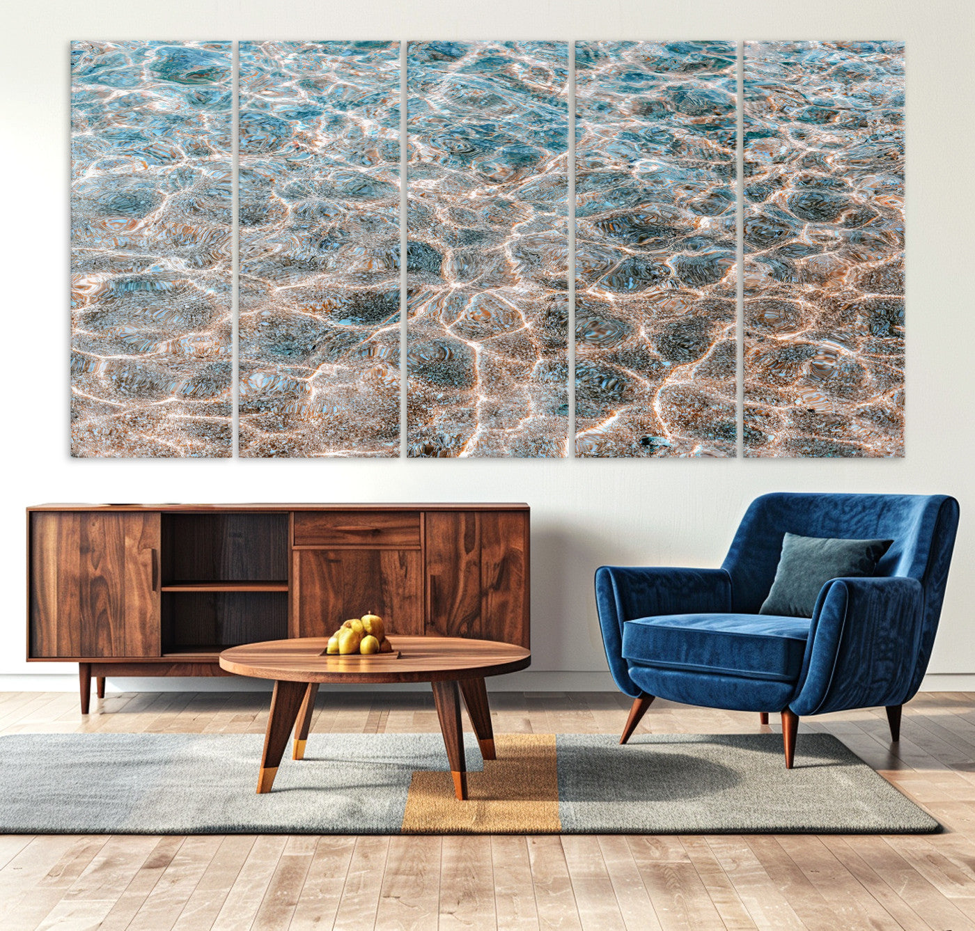 26580287-MGV-CV-36X24-Clear Water Wall Art Canvas Print – Framed Sunlit Ocean Ripples Scene Artwork for Home, Office, Living Room Decor