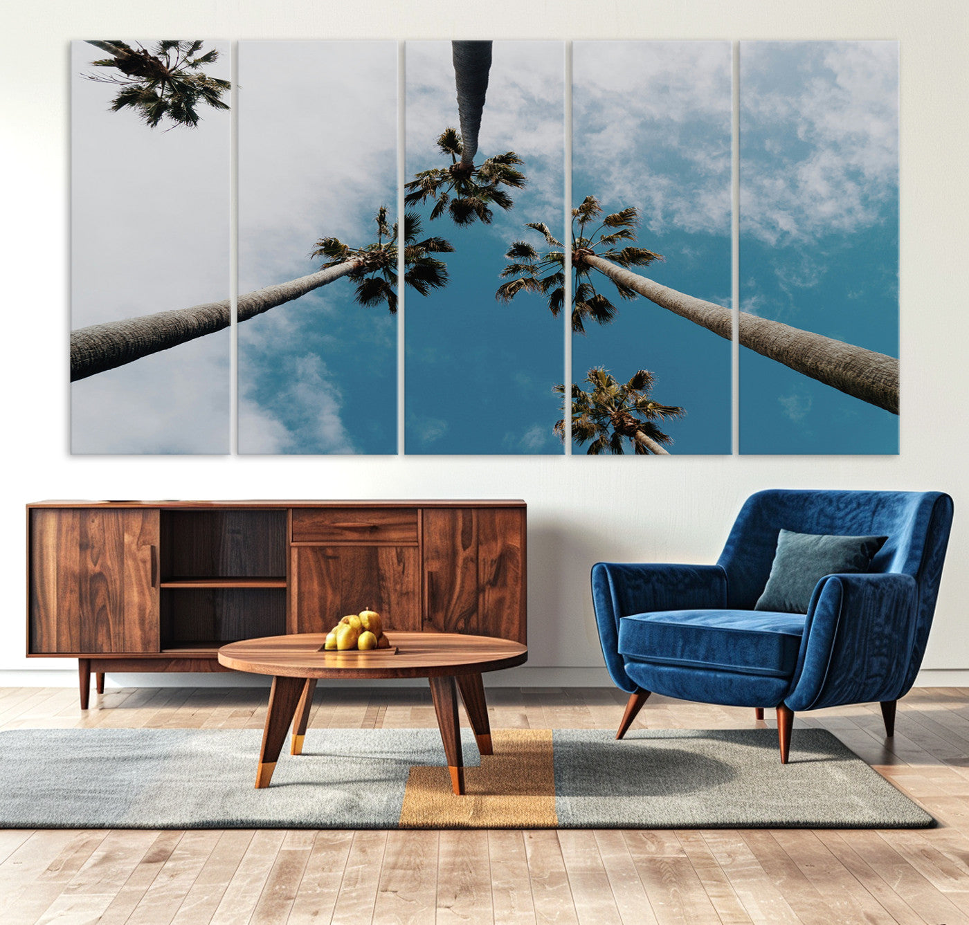 45236398-MGV-CV-36X24-Tropical Palm Trees Wall Art Canvas Print – Framed California Sky Minimalist Nature Scene Artwork for Home Office