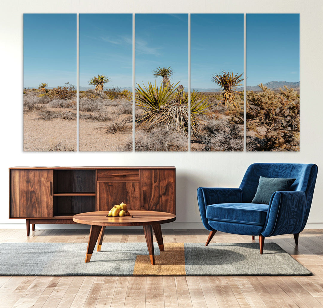 Joshua Tree Wall Art Canvas Print, Desert Landscape Print, Framed Warm Earth Tones Art Print, Large California Southwest Printing