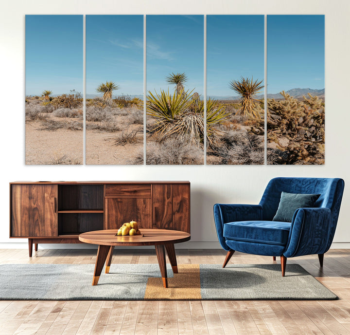 Joshua Tree Wall Art Canvas Print, Desert Landscape Print, Framed Warm Earth Tones Art Print, Large California Southwest Printing