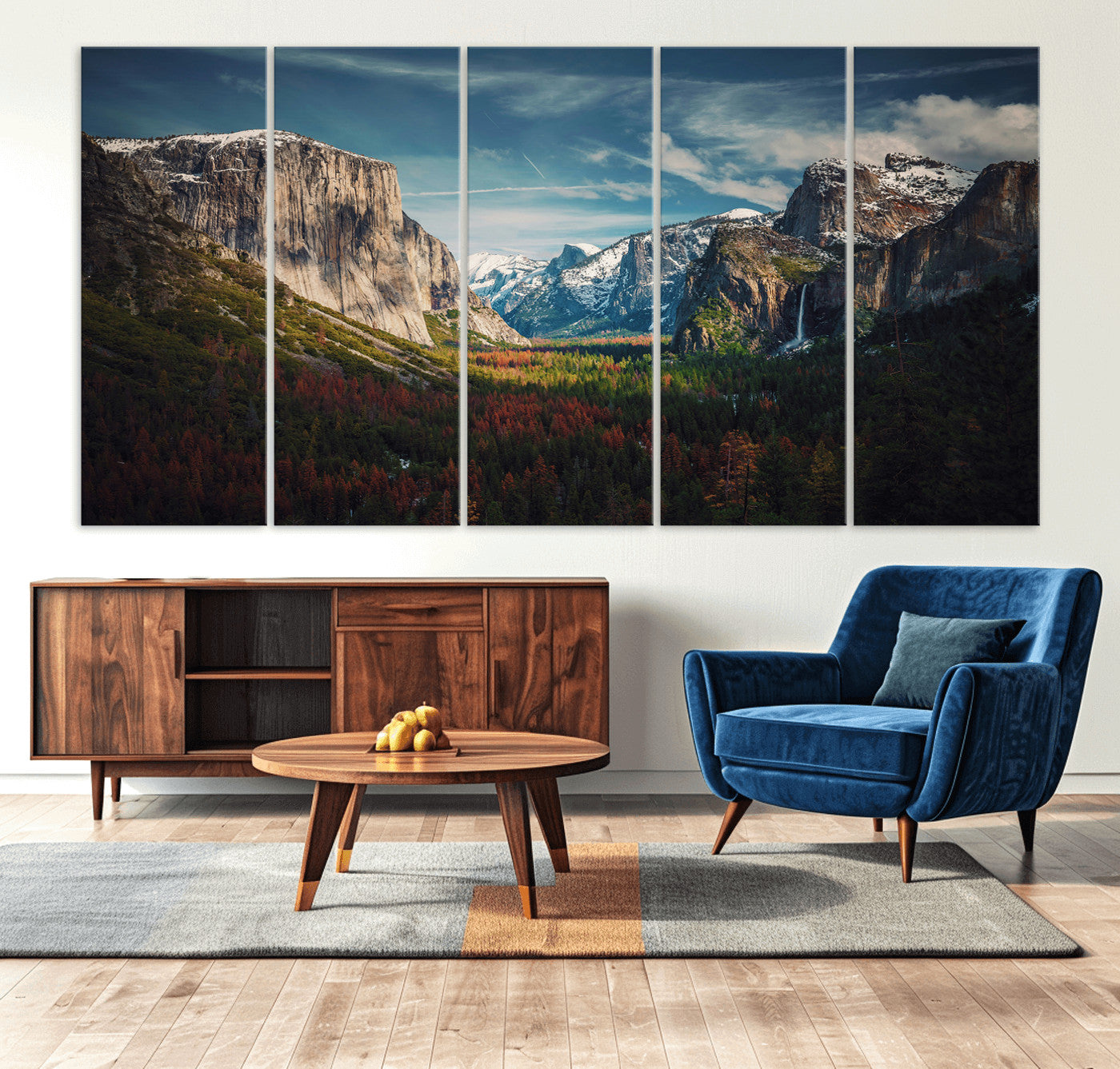 MGV-CV-60X31-5P - Yosemite National Park Wall Art Canvas Print, Framed Mountain Landscape Art Picture Print, El Capitan Perfect Rustic Farmhouse Decor Artwork