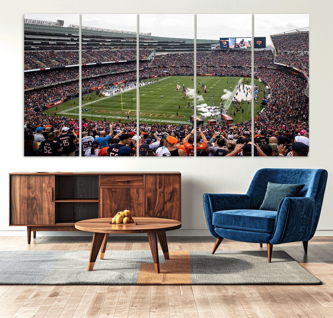 18347149-MGV-CV-36X24-Chicago Bears Soldiers Field Wall Art Canvas Print – Framed Football Stadium Artwork for Sports Fans, Soldier Field Skyline Canvas Decor for Game Room