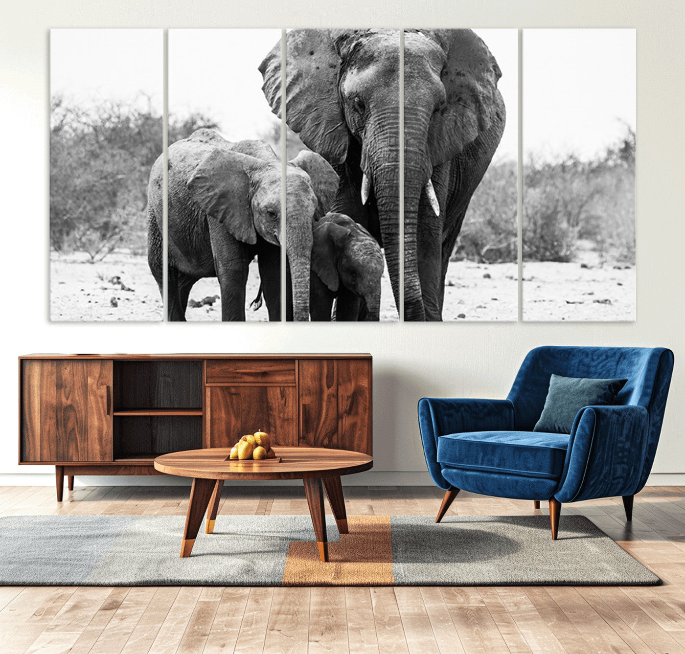 75636-MGV-CV-36X24-Elephant Family Africa Wall Art Canvas Print