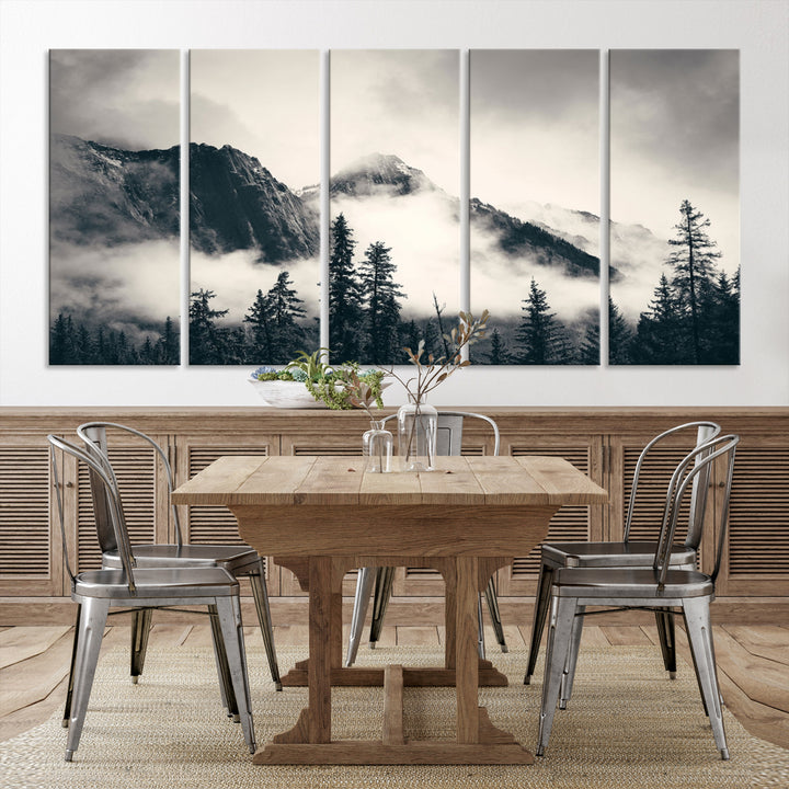 Montagnes Toile Foggy Forest Wall Art Mountain Banff Nal Park Print