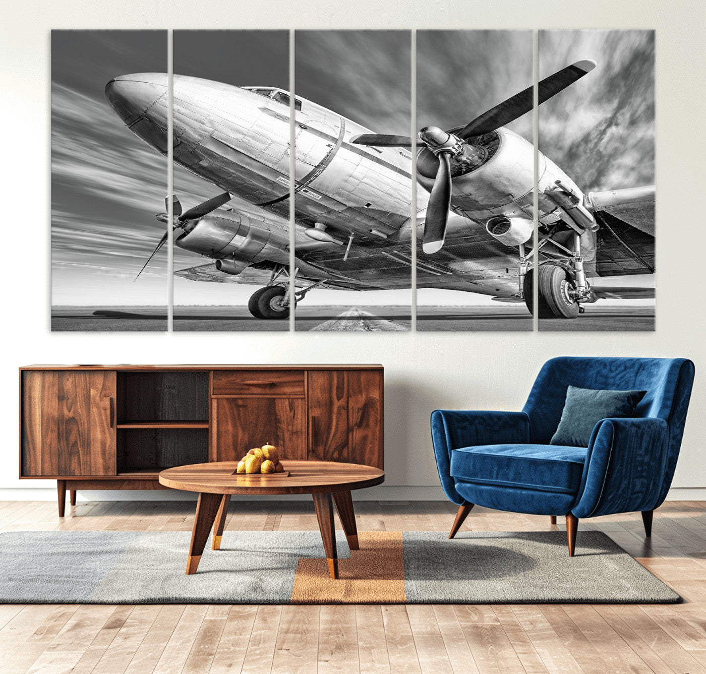 82744-MGV-CV-36X24-Vintage Airplane on Runway Canvas Print