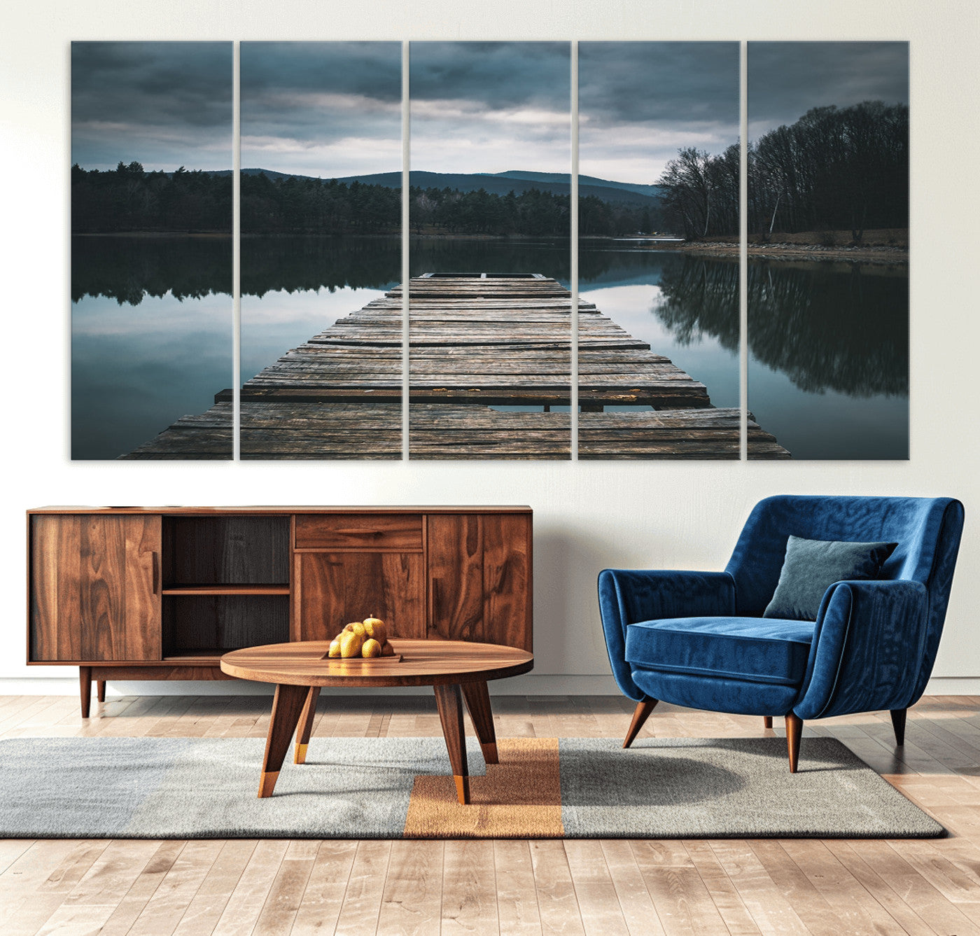 65946-MGV-CV-36X24-Wooden Bridge Near Lake Wall Art Canvas Print