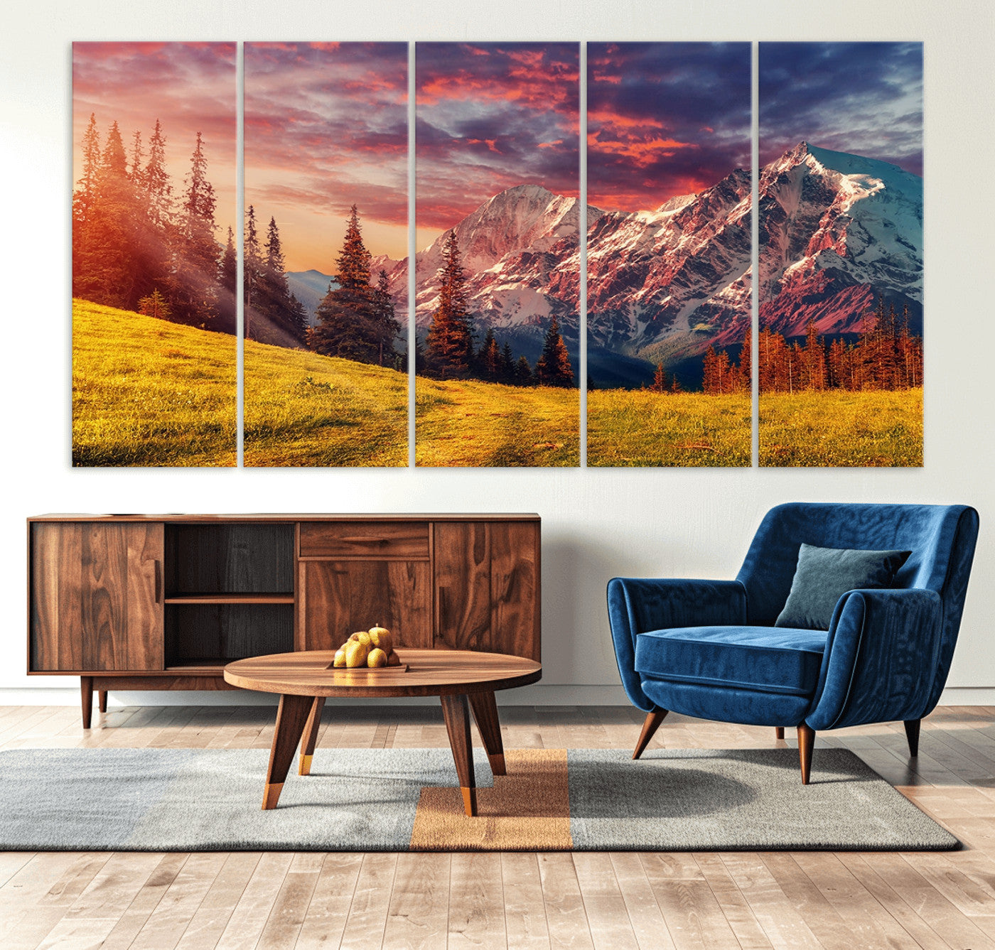 48448-MGV-CV-36X24-Mountain and Daylight Red Sunset Wall Art Canvas Print