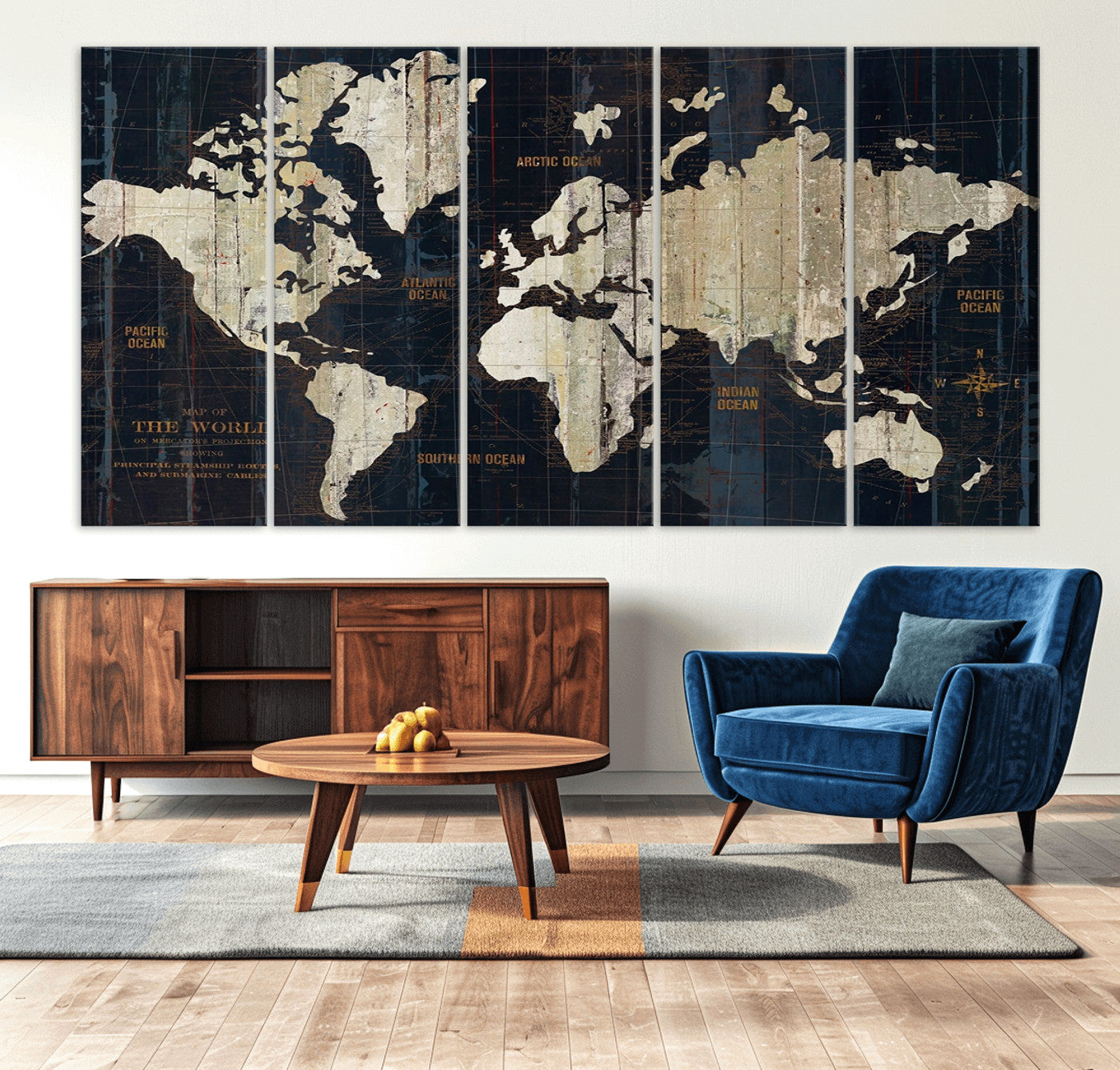 14651-MGV-CV-36X24-Push Pin World Map Canvas Print – Framed Wall Art for Couples to Track Their Travels – Anniversary Gift or Home Adventure Decor