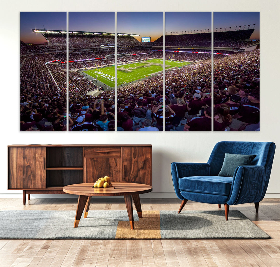 Texas A&M University Aggies Football Team Print - College Station Kyle Field Stadium Wall Art Canvas Print