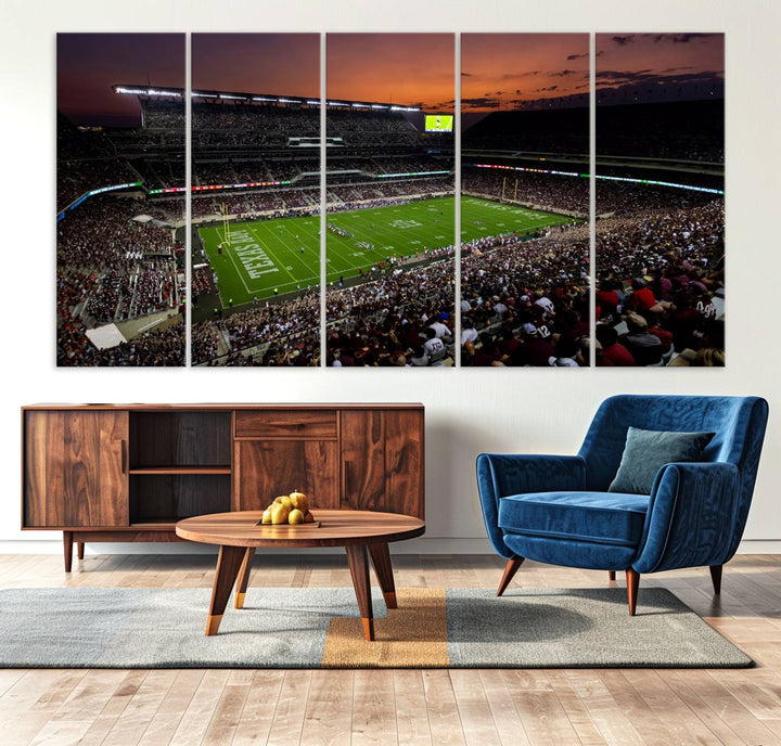 Canvas print of the Texas A&M University Aggies football team at Kyle Field Stadium.