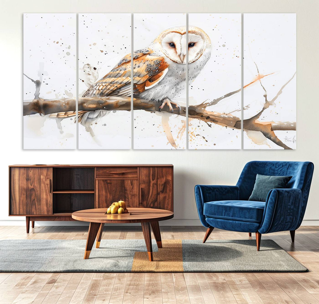 Nature enthusiasts will love the Barn Owl Wall Art on Branch, a stunning canvas print that is ready to hang and beautifully framed.