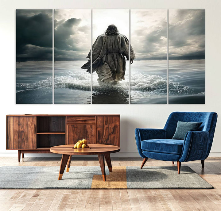 Jesus Walking on Water Wall Art | Canvas Print | Ready to Hang | Christian Home Decor | Spiritual Faith Wall Art | Inspirational Religious Wall Decor