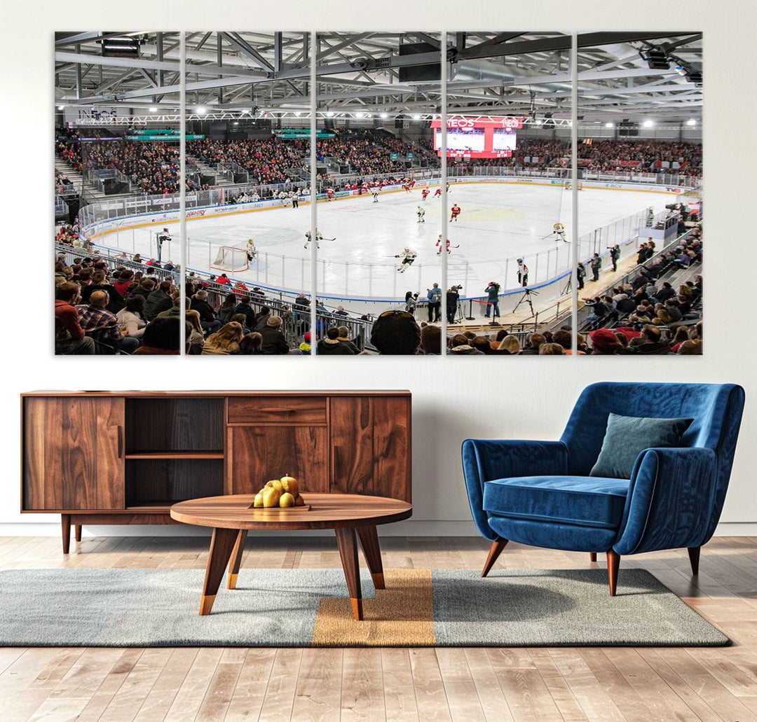 Lausanne Arena Ice Hockey Stadium Wall Art Canvas Print