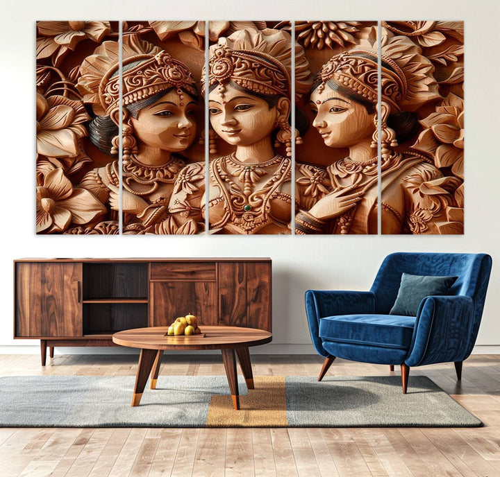 Indian Woman Statue Wall Art Canvas Print