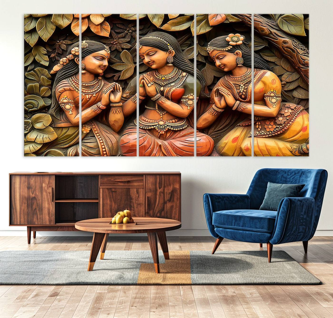 Indian Woman Statue Wall Art Canvas Print