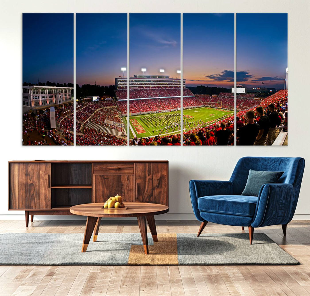 NC State Wolfpack Football Team Print - Raleigh Carter-Finley Stadium Wall Art Canvas Print