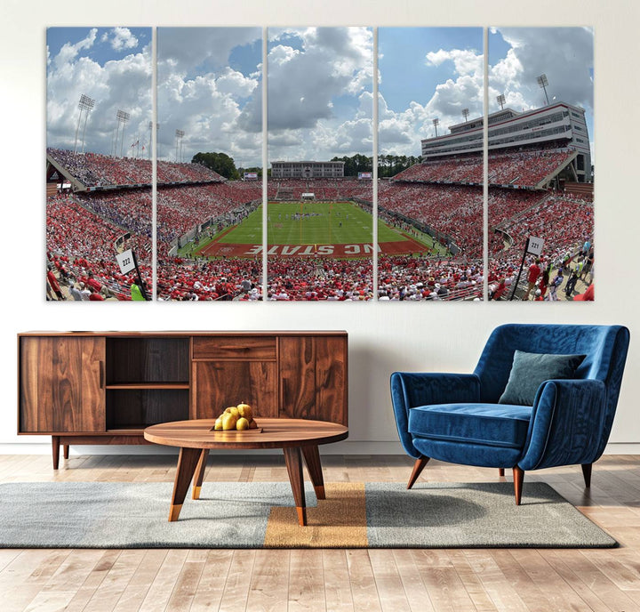 NC State Wolfpack Football Team Print - Raleigh Carter-Finley Stadium Wall Art Canvas Print