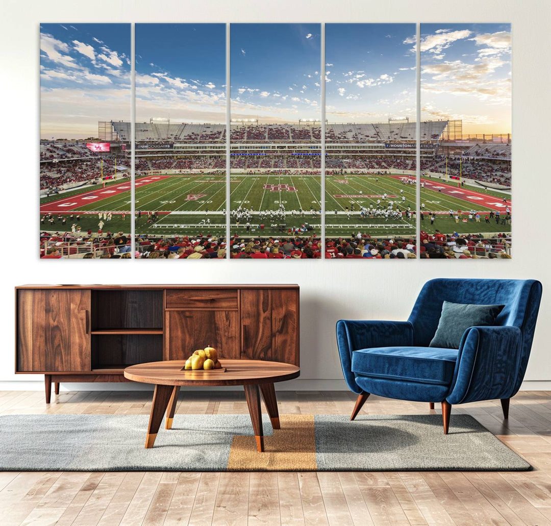 Houston Cougars Football Team Print - Houston TDECU Stadium Wall Art Canvas Print