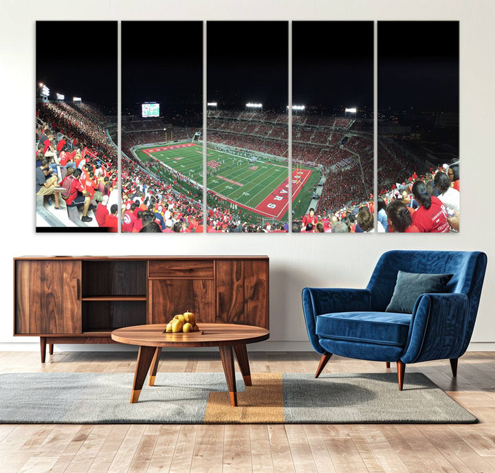 Houston Cougars Football Team Print - Houston TDECU Stadium Wall Art Canvas Print