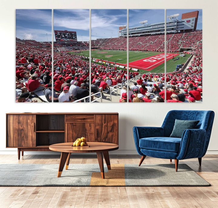 Utah Utes Football Team Print - Salt Lake City Rice-Eccles Stadium Wall Art Canvas Print