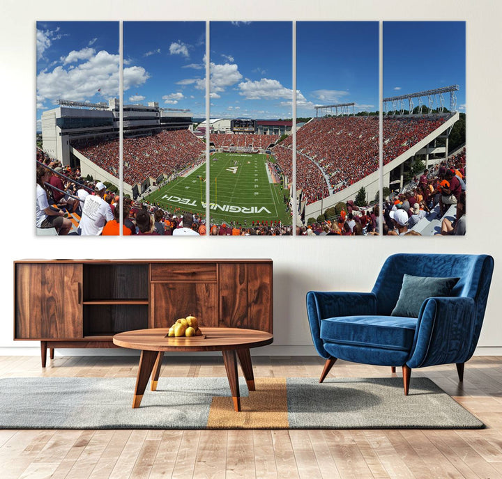 Virginia Tech Hokies Football Team Print - Blacksburg Lane Stadium Wall Art Canvas Print