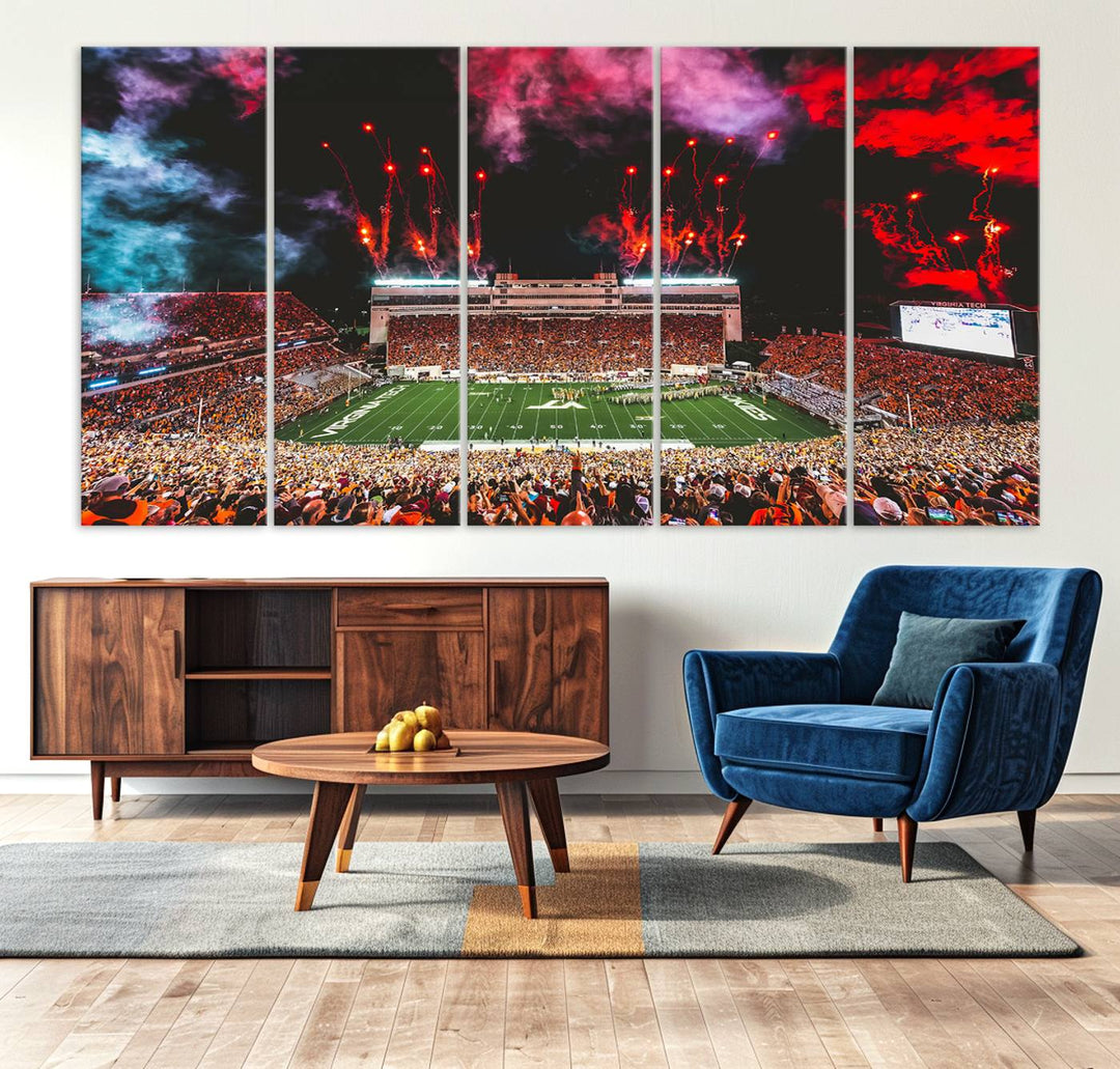 Virginia Tech Hokies Football Team Print - Blacksburg Lane Stadium Wall Art Canvas Print