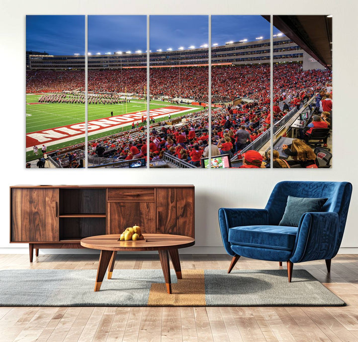 Wisconsin Badgers Football Team Print - Madison Camp Randall Stadium Wall Art Canvas Print