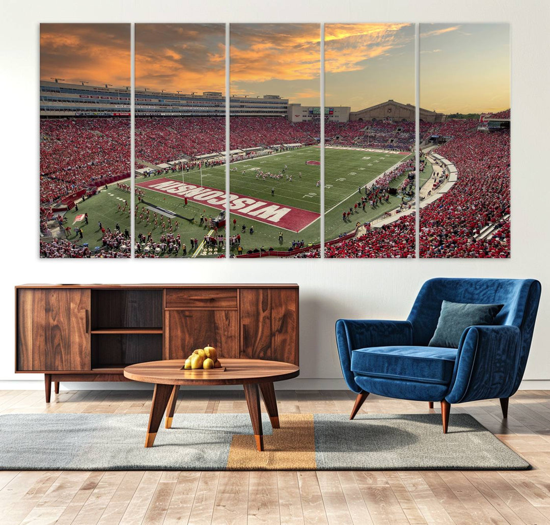 Wisconsin Badgers Football Team Print - Madison Camp Randall Stadium Wall Art Canvas Print