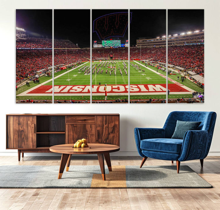 Wisconsin Badgers Football Team Print - Madison Camp Randall Stadium Wall Art Canvas Print