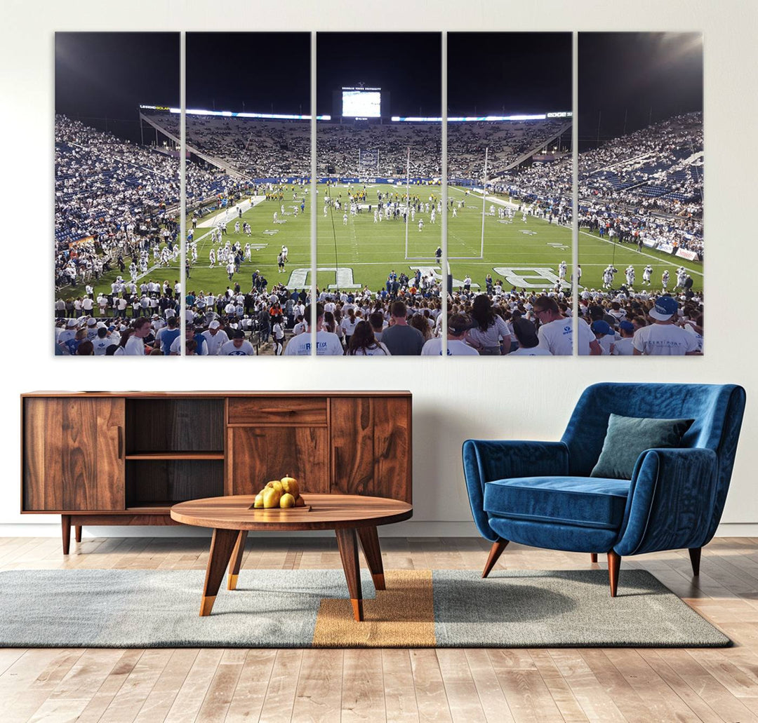 Brigham Young University Cougars Football Team Print - Provo LaVell Edwards Stadium Wall Art Canvas Print.