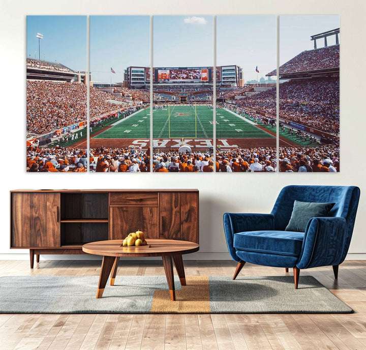 University of Texas Longhorns Football Team Print - Austin Darrell K Royal-Texas Memorial Stadium at Campbell-Williams Field Wall Art Canvas Print