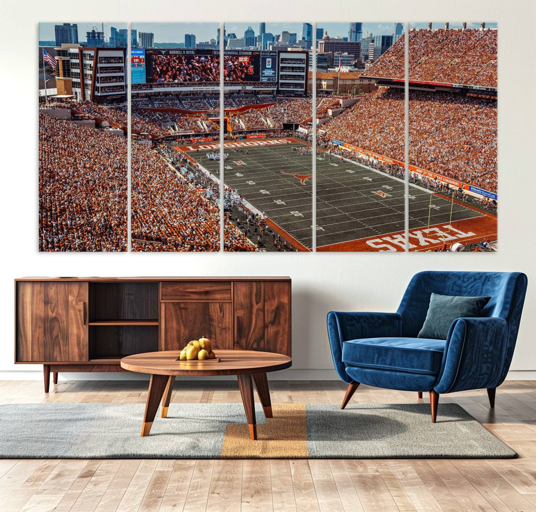 University of Texas Longhorns Football Team Print - Austin Darrell K Royal-Texas Memorial Stadium Wall Art Canvas Print