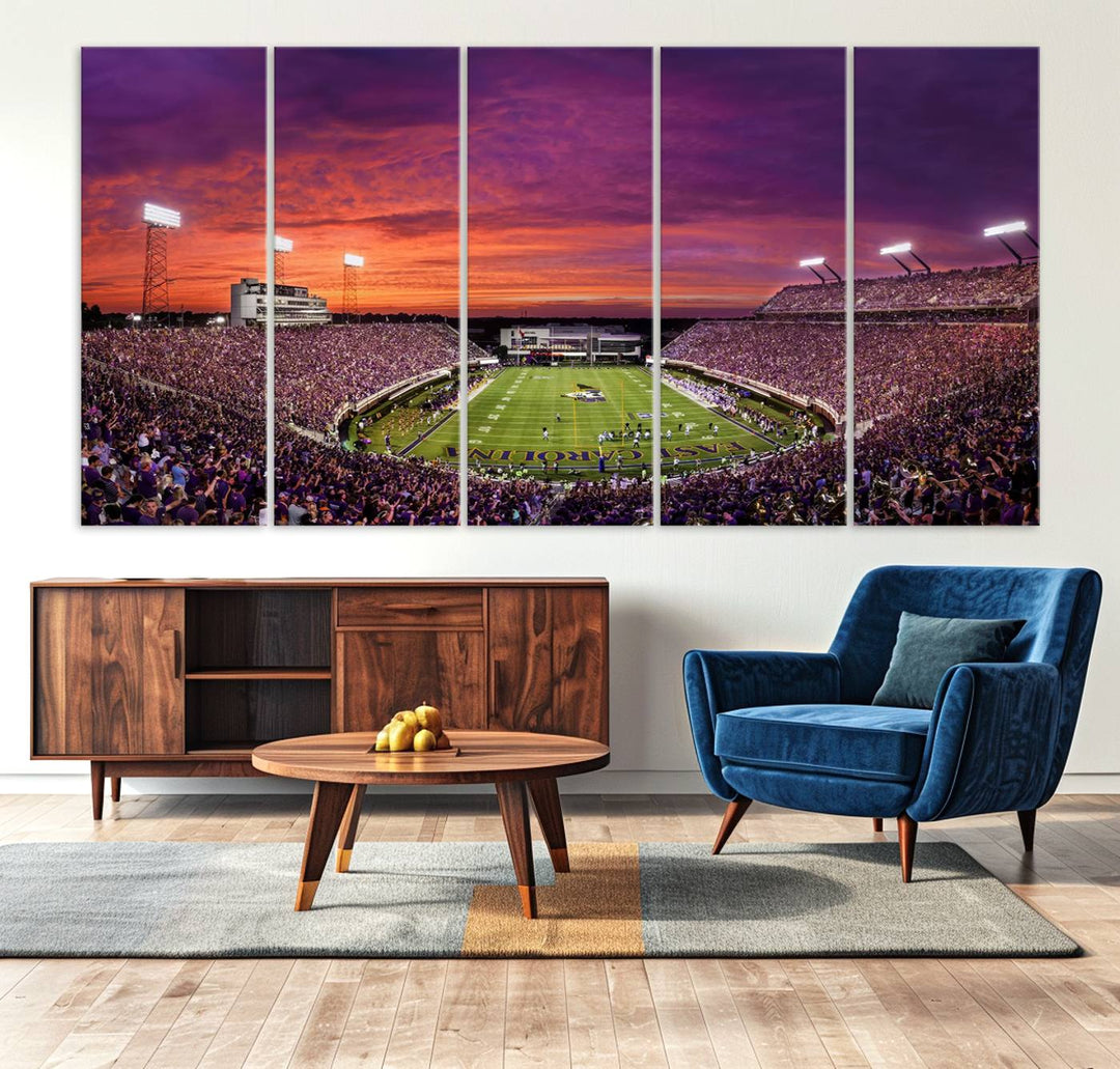 East Carolina University Pirates Football Team Print - Greenville Dowdy-Ficklen Stadium Wall Art Canvas Print