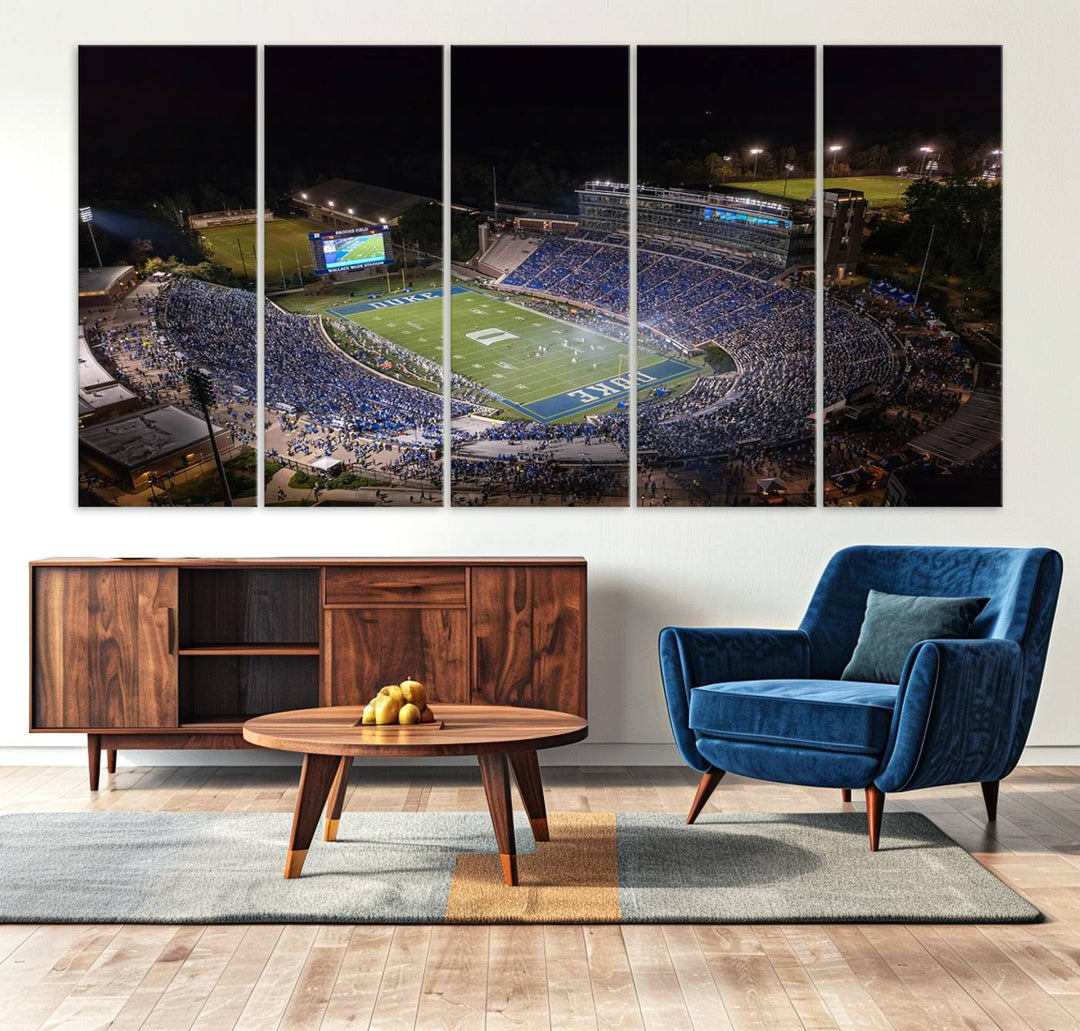 Duke University Blue Devils Football Team Print - Durham Wallace Wade Stadium Wall Art Canvas Print