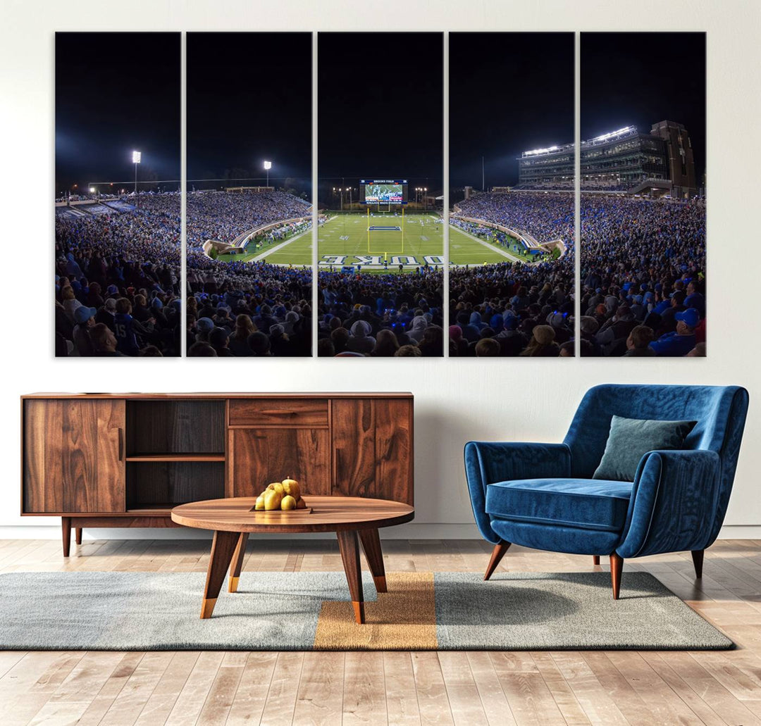 Duke University Blue Devils Football Team Print - Durham Wallace Wade Stadium Wall Art Canvas Print