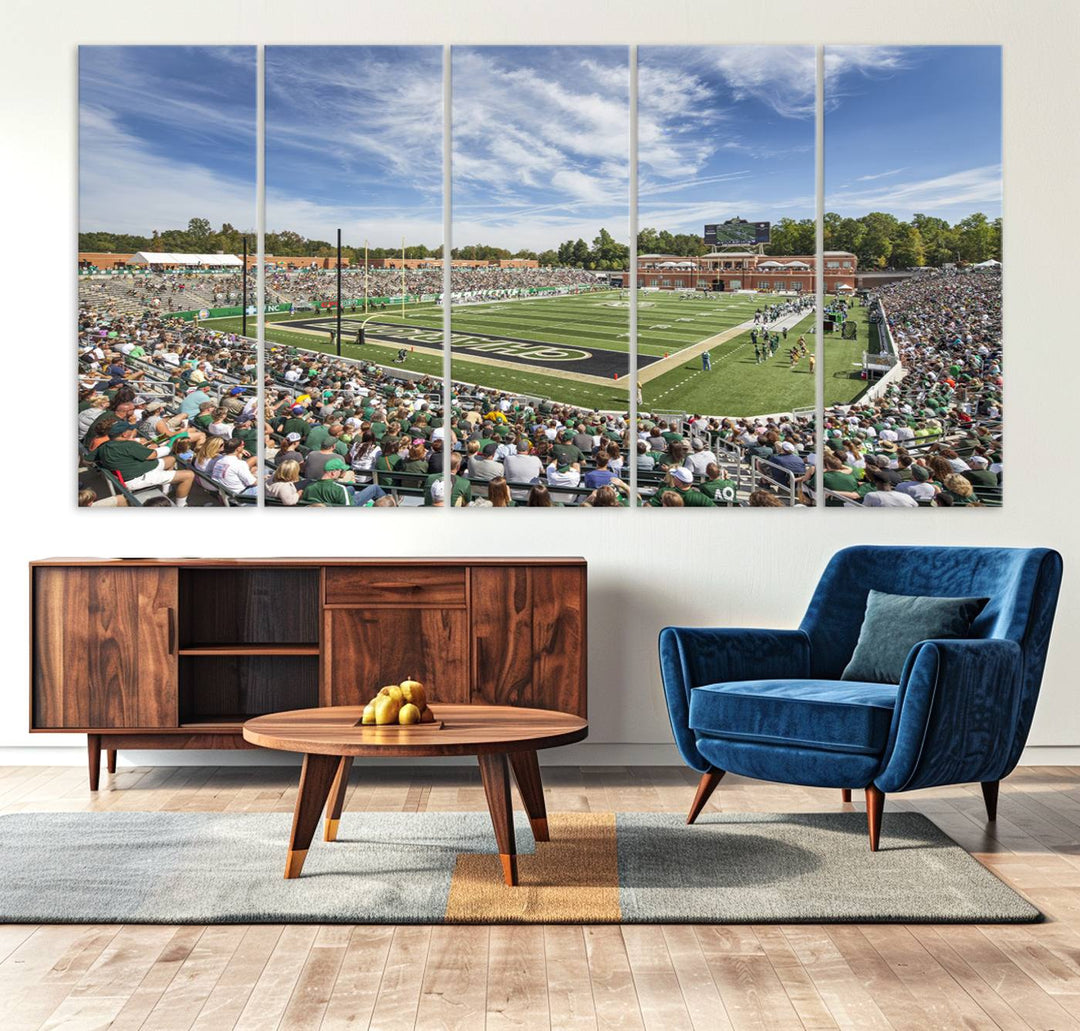 University of Charlotte 49ers Football Team Print - Charlotte Jerry Richardson Stadium Wall Art Canvas Print