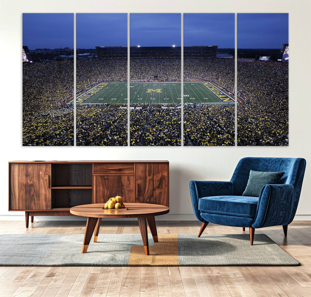 University of Michigan Wolverines Football Team Print - Ann Arbor Michigan Stadium Wall Art Canvas Print